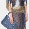 Bolsa de rafia azul denim