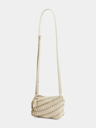 Bolso bandolera de piel color crema Paco