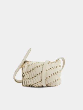 Bolso bandolera de piel color crema Paco