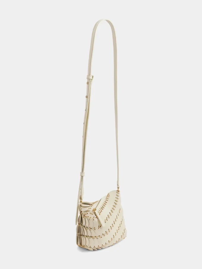 Bolso bandolera de piel color crema Paco
