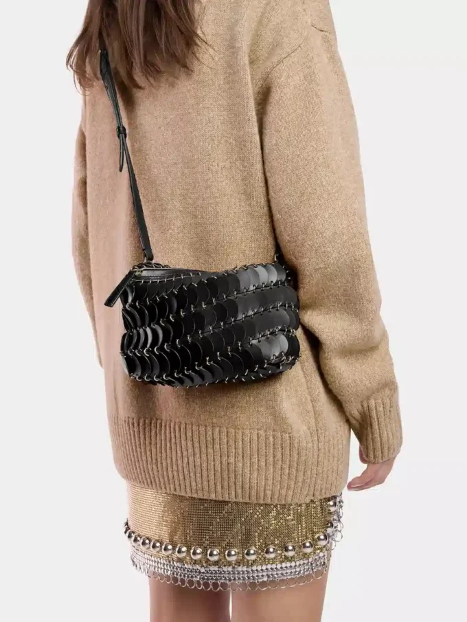 Bolso bandolera de piel negro Paco