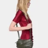 Bolso bandolera de piel Paco en color caqui
