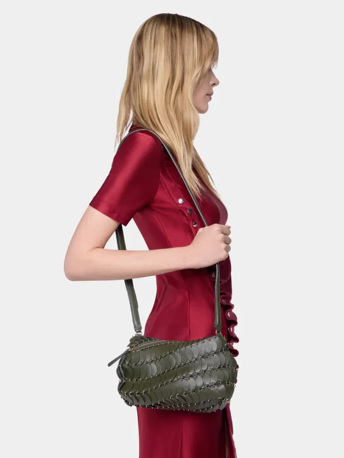 Bolso bandolera de piel Paco en color caqui