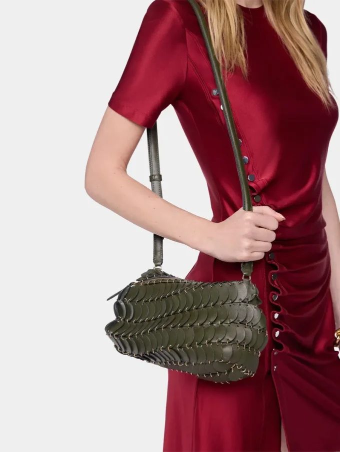 Bolso bandolera de piel Paco en color caqui