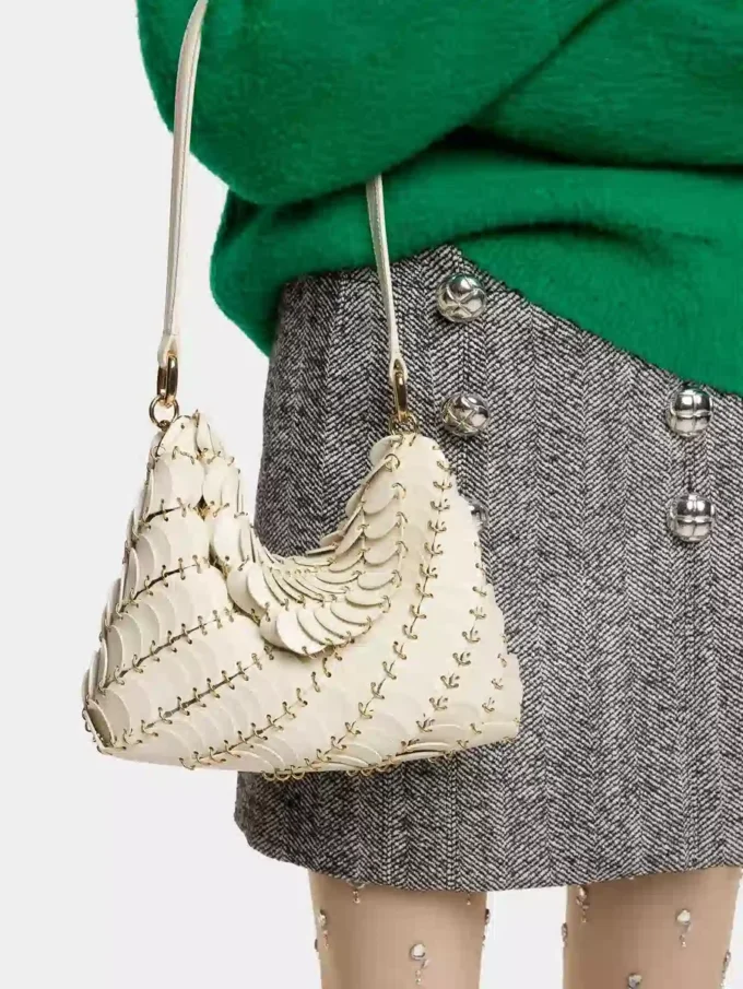 Bolso de mano Paco color crema en piel de becerro