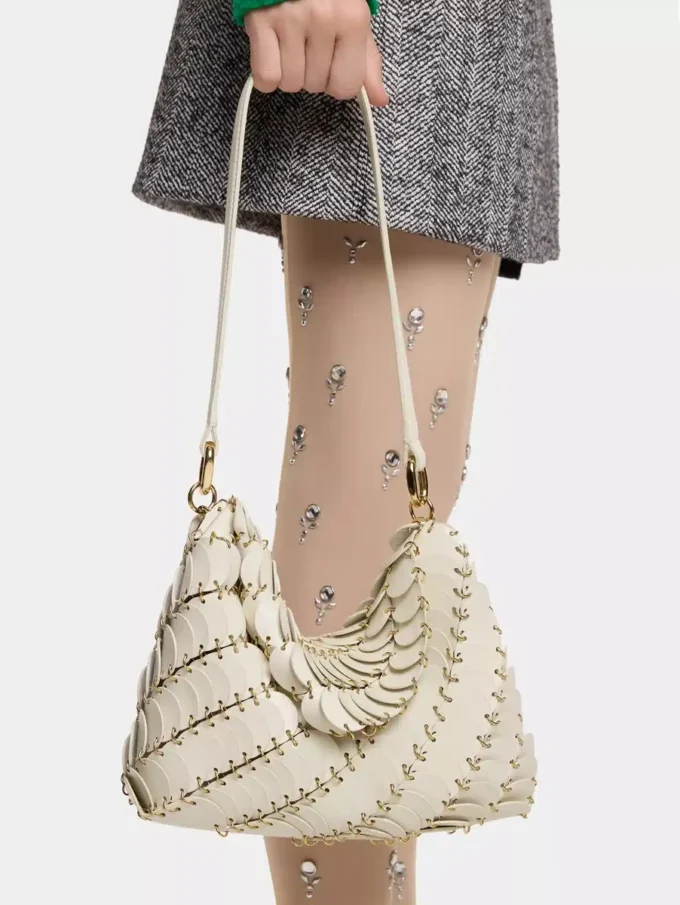 Bolso de mano Paco color crema en piel de becerro