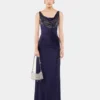 Vestido largo de malla y jersey