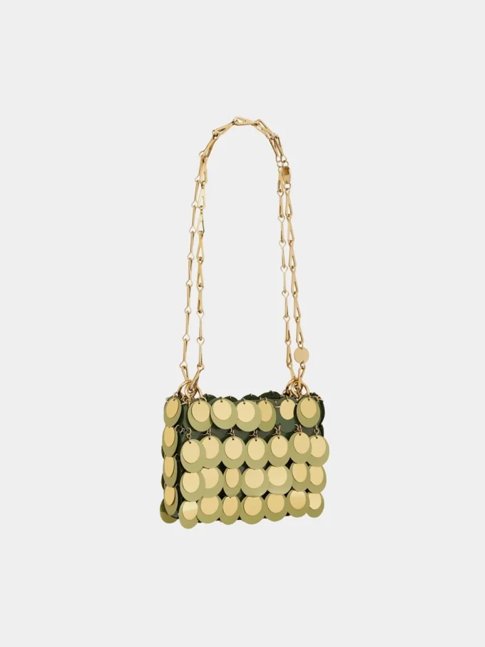 Bolso nano brillante caqui