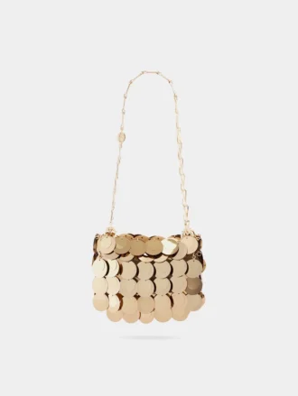 Bolso nano con discos dorados brillantes