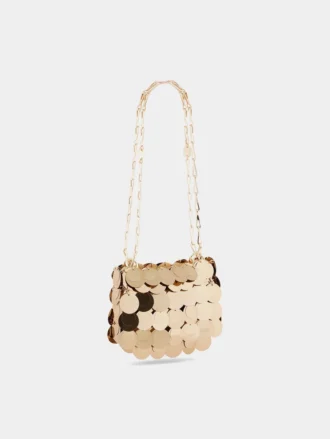 Bolso nano con discos dorados brillantes