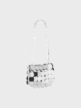Bolso nano con discos plateados brillantes