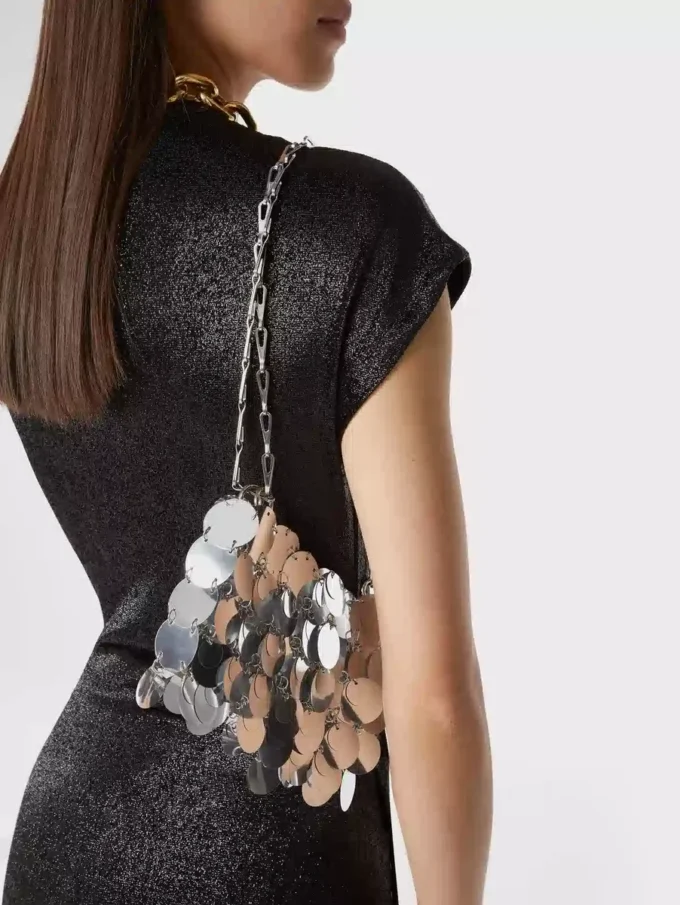Bolso nano con discos plateados brillantes