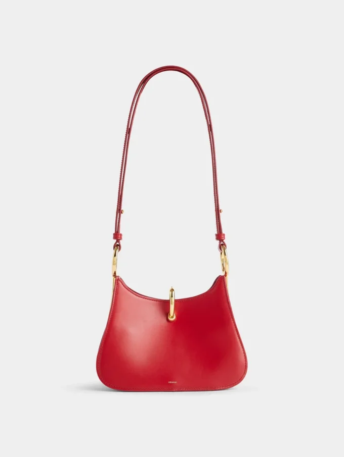 Bolso pequeño de cuero con anillas