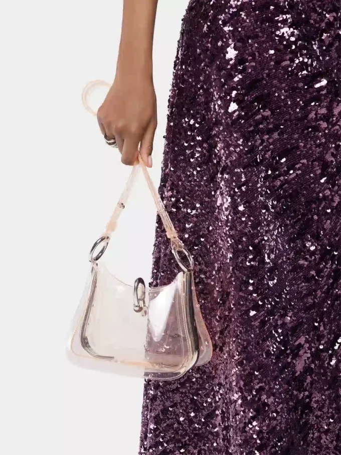 Bolso pequeño transparente con anillas