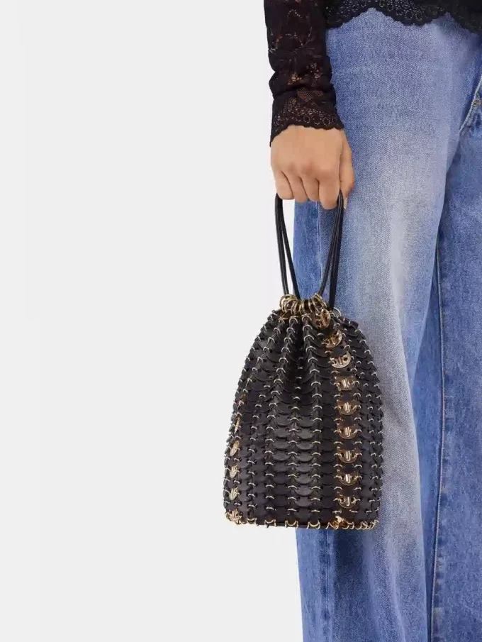 Bolso reversible tipo cubo de piel