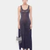 Vestido acampanado de punto con detalles hotfix