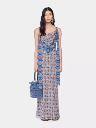 Vestido largo de satén estampado