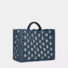 Bolso tote azul denim de rafia