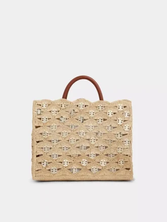 Bolso tote beige de rafia