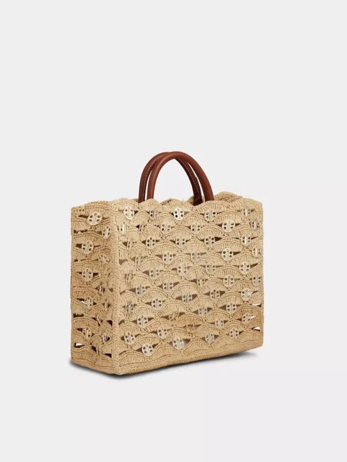 Bolso tote beige de rafia
