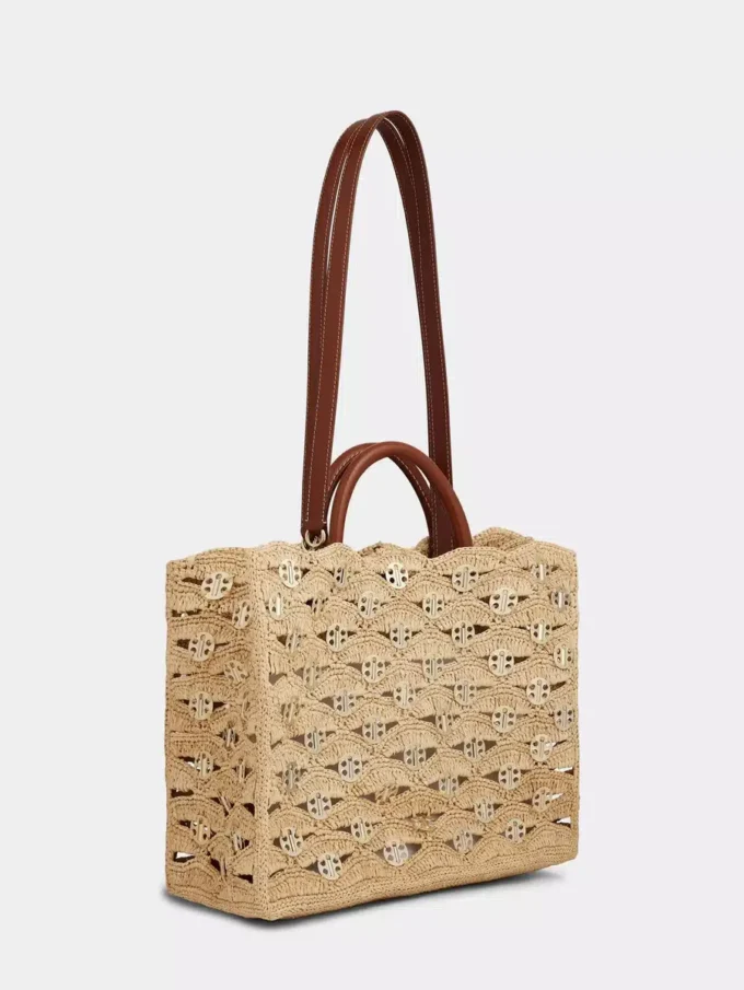 Bolso tote beige de rafia