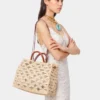 Bolso tote beige de rafia