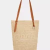 Bolso tote de rafia beige con logotipo