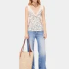 Bolso tote de rafia beige con logotipo