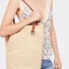 Bolso tote de rafia beige con logotipo