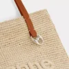 Bolso tote de rafia beige con logotipo