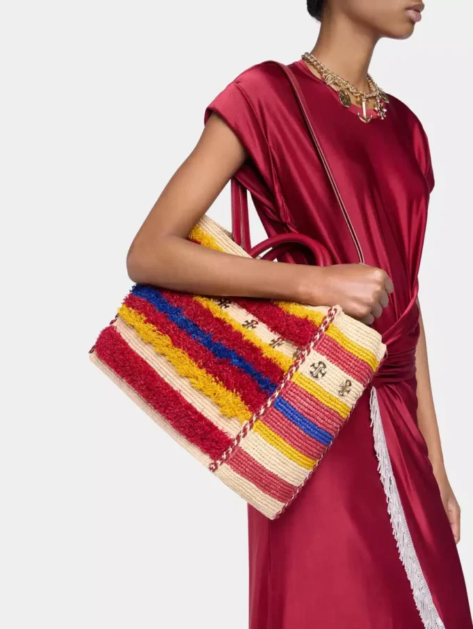Bolso tote de rafia con asas