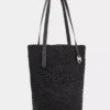Bolso tote de rafia negro con logotipo