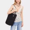 Bolso tote de rafia negro con logotipo