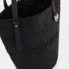 Bolso tote de rafia negro con logotipo