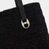 Bolso tote de rafia negro con logotipo