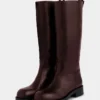 Botas burdeos de piel lisa