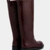 Botas burdeos de piel lisa