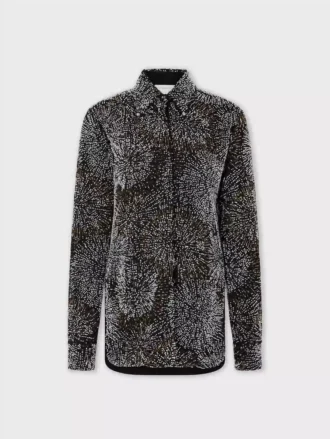 Camisa de crepé con bordado de perlas