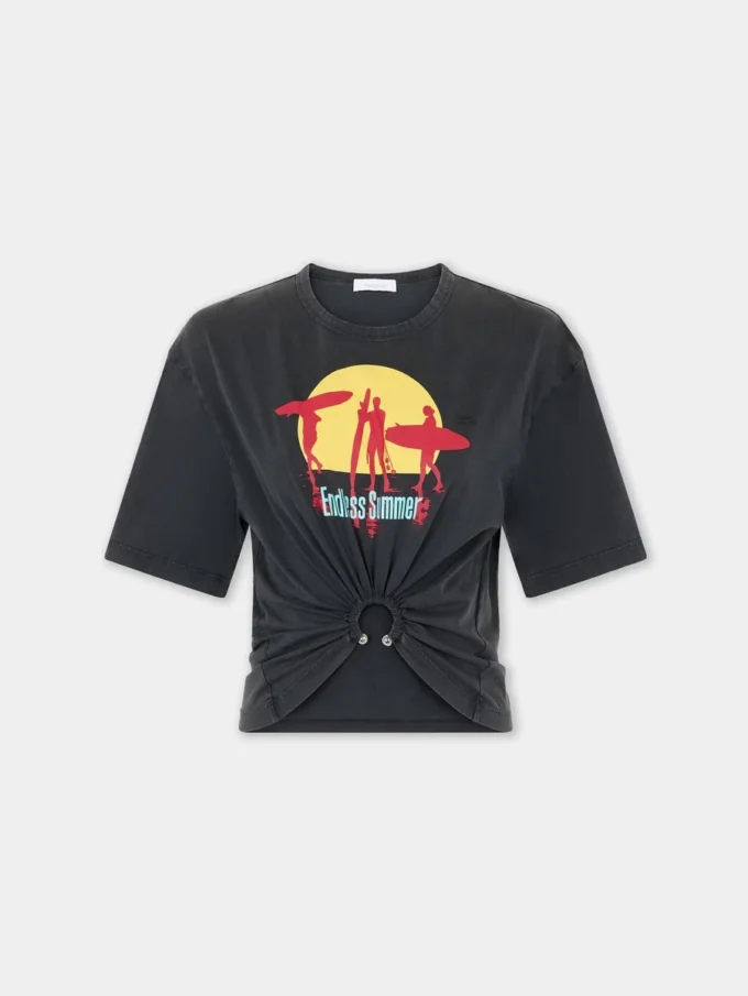 Camiseta corta de algodón estampado