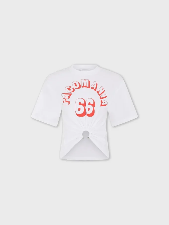 Camiseta estampada de algodón con detalle de piercing