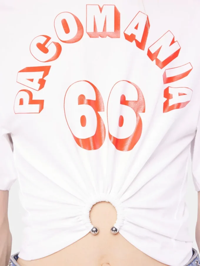 Camiseta estampada de algodón con detalle de piercing