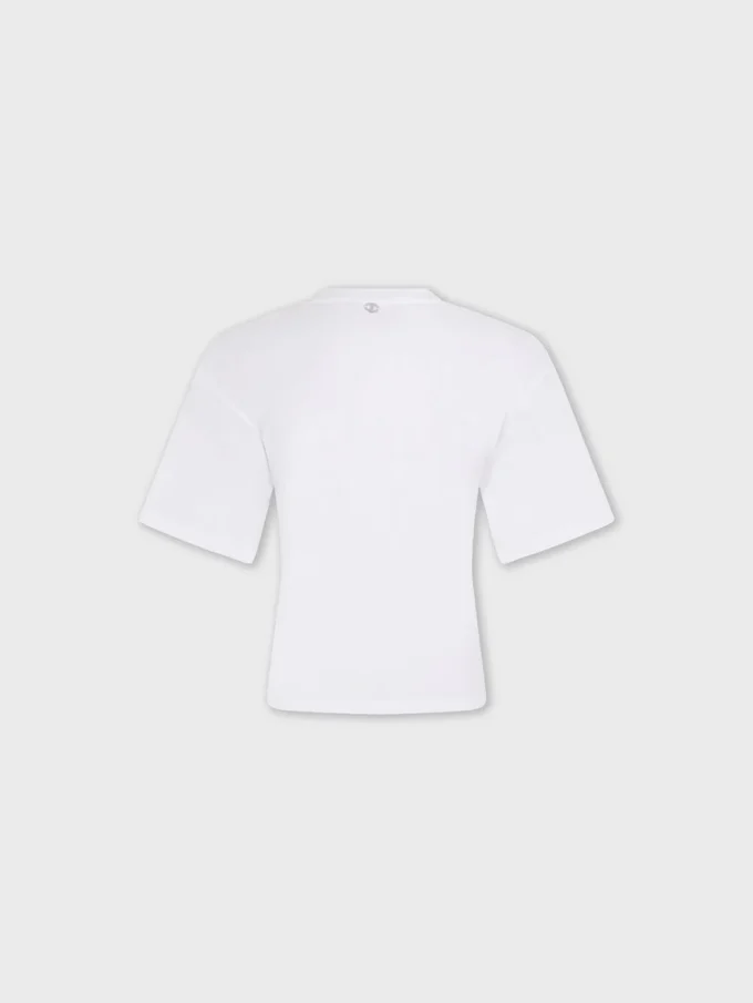 Camiseta estampada de algodón con detalle de piercing