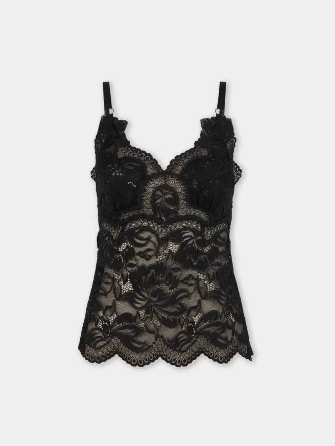 Camiseta negra de tirantes de encaje