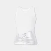 Camiseta sin mangas blanca con aberturas en punto acanalado