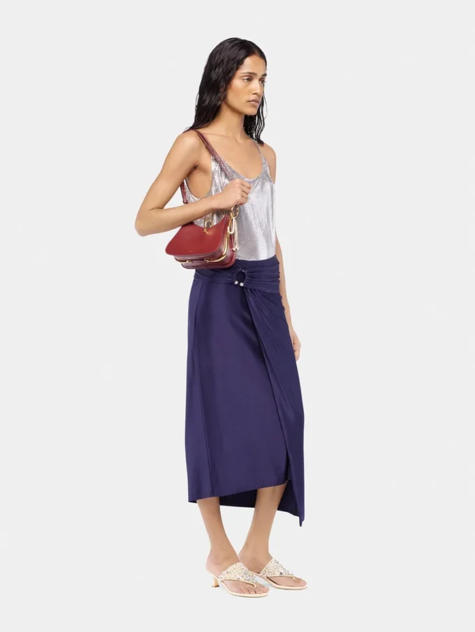 Falda midi de jersey con perforaciones