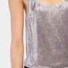 Camiseta sin mangas plateada de malla