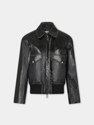 Chaqueta aviador negra de cuero