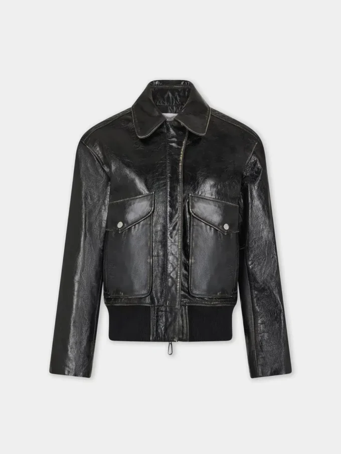 Chaqueta aviador negra de cuero