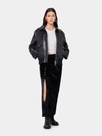 Chaqueta aviador negra de cuero