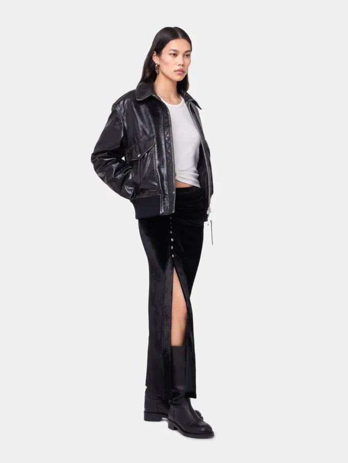 Chaqueta aviador negra de cuero